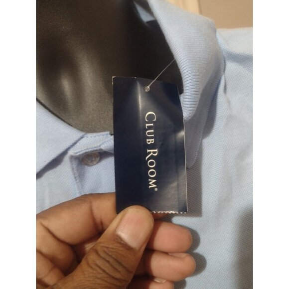 New Club Room Pique Polo Shirt Stretch Performance Blue Short Sleeve XL NWT - Picture 7 of 12